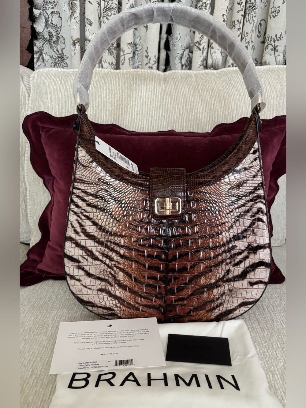 Brahmin Fallon Feline Hermosa genuine leather shoulder bag NWT